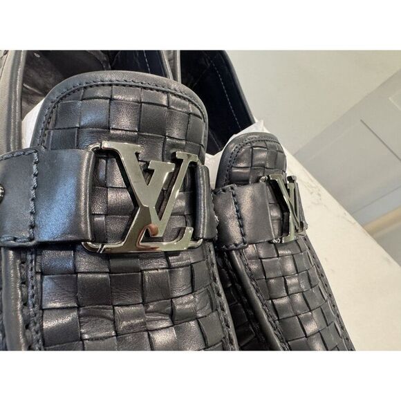 Louis Vuitton Monte Carlo Loafers in Woven Black Leather Size 10 - Picture 5 of 12